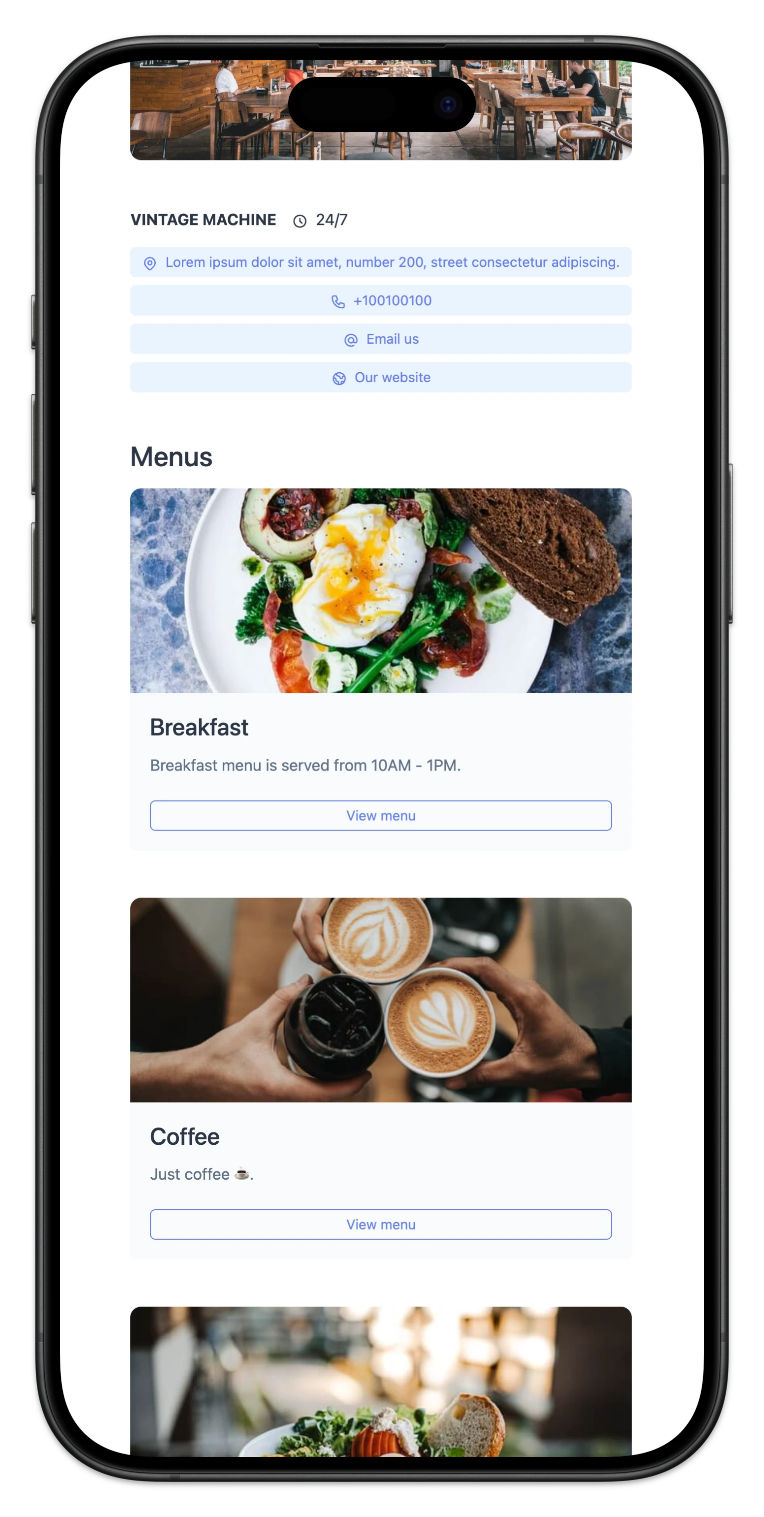 Digital QR menu on mobile — meni.ba