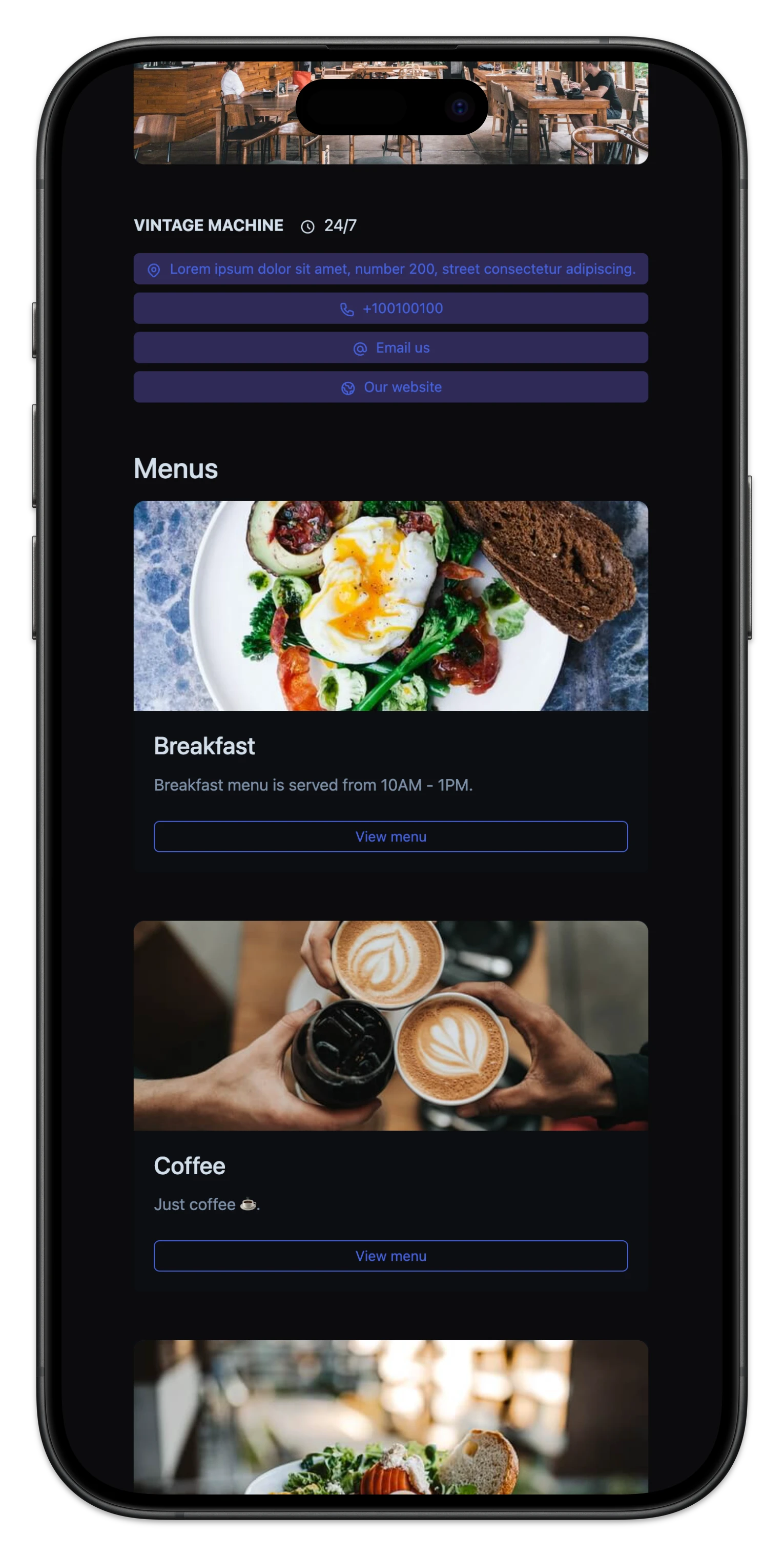 Digital QR menu on mobile — meni.ba
